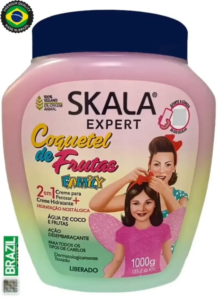 كريم معالجة الشعر 2 في 1 بكوكتيل الفواكه مناسب لجميع أفراد العائلة وجميع أنواع الشعر 1000 جرام (برازيلي) 