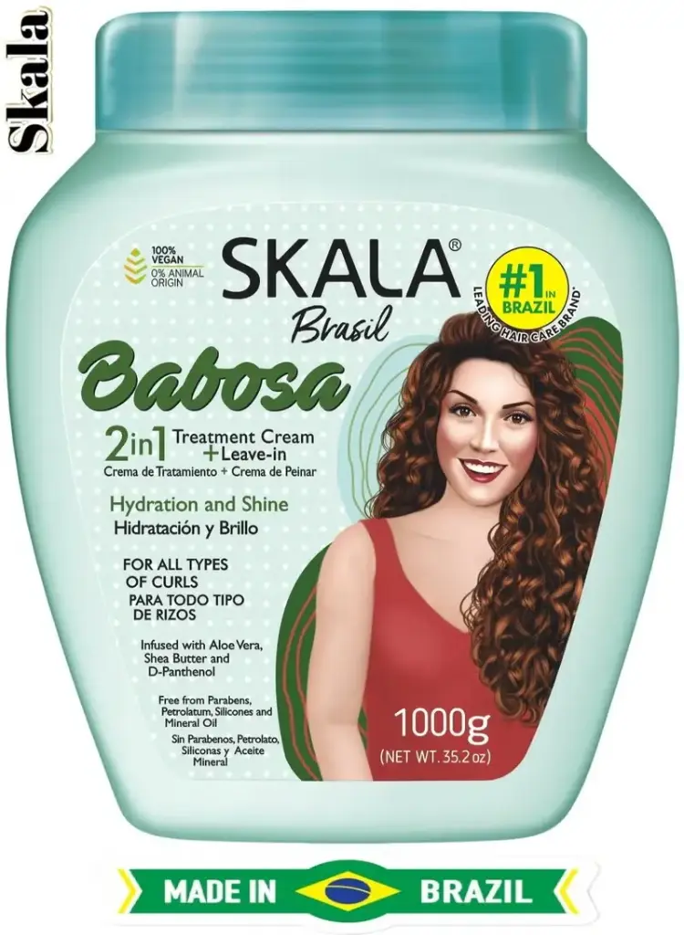 كريم مرطب ومعالج للشعر سكالا بابوسا (2  في 1) بخلاصة الصبار وزبدة الشيا ود-بانثينول 1000جرام للعناية بالشعر وترطيبه وتنعيمه لجميع أنواع الشعر المجعد 3  و4ABC (برازيلي)