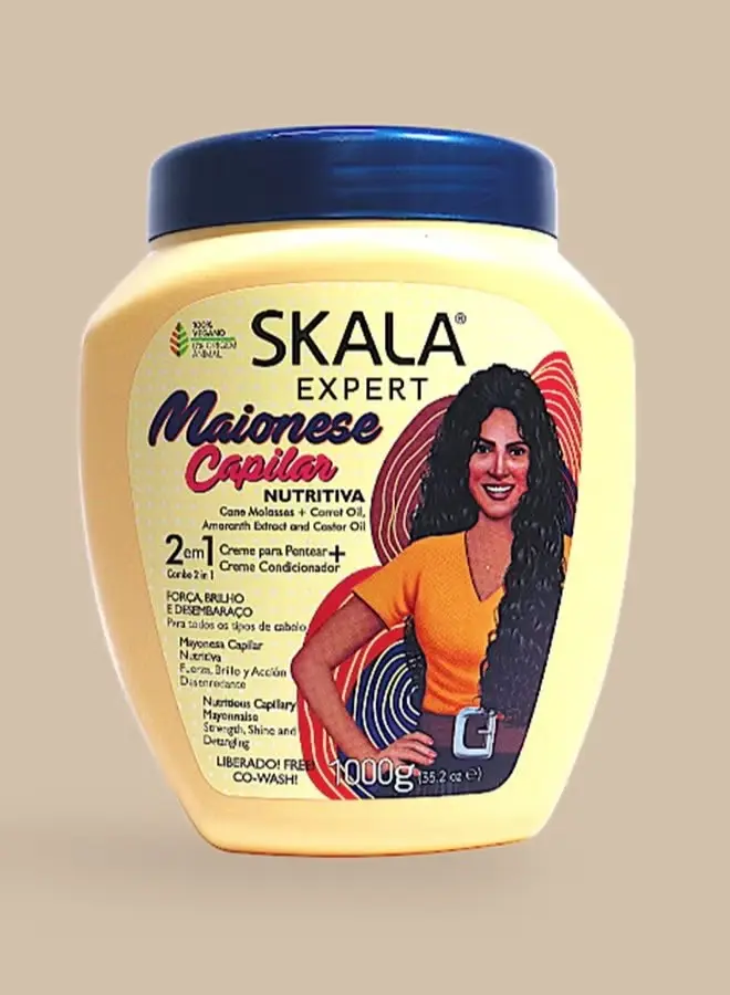 كريم وماسك 2  في 1  سكالا الأصلي بخلاصة المايونيز المغذي 1000  جرام لترطيب وتنعيم وإصلاح الشعر التالف مناسب لجميع أنواع الشعر نباتي 100% ( صناعة برازيلية ) 