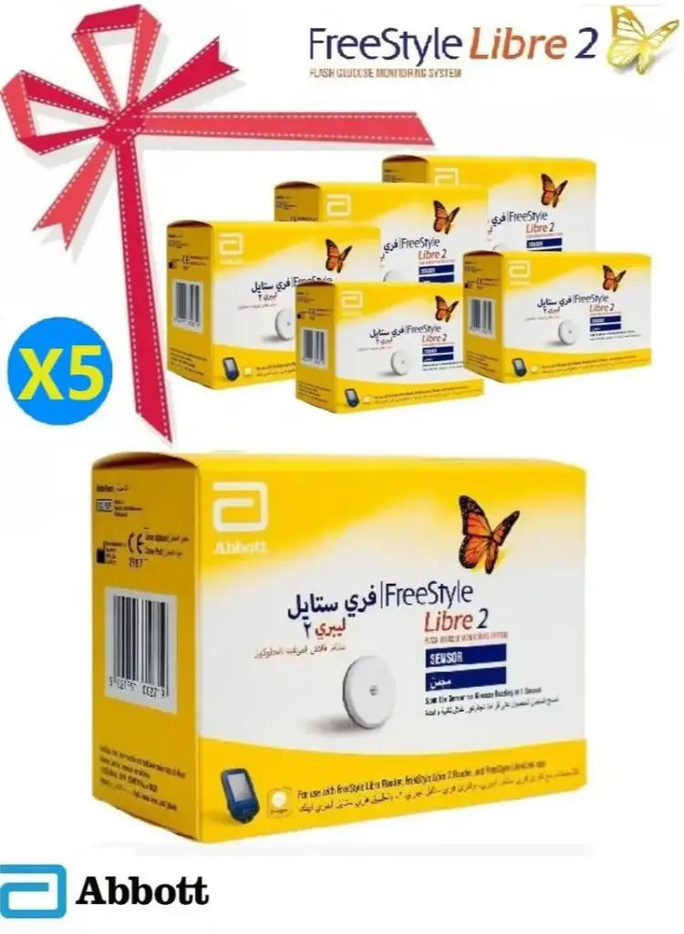 مستشعر فري ستايل ليبري2  نظام فلاش لمراقبة وقياس السكر بدون وخز ( 5  عبوات ) 