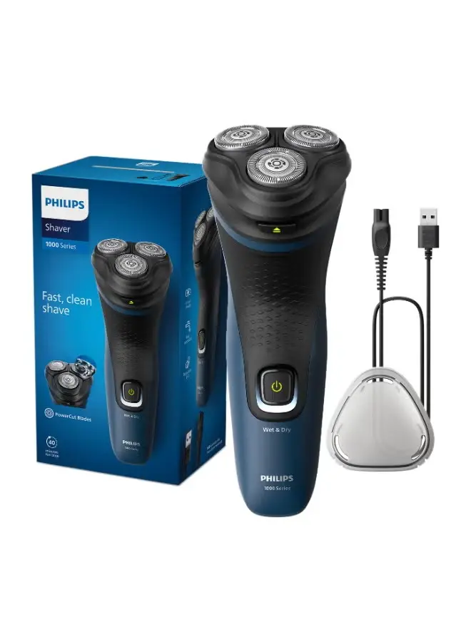 ماكينة الحلاقة S1151/00  من Philips | للاستخدام الرطب والجاف | حلاقة سريعة ومريحة بشفرات ComfortCut | رؤوس مستديرة ثلاثية الأبعاد، فتح بلمسة واحدة | 40  دقيقة من الاستخدام اللاسلكي، مع غطاء الحماية