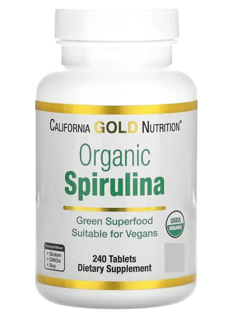سبيرولينا مكمل عضوي يحتوي على غذاء أخضر فائق القيمة الغذائية مع مضادات الأكسدة مناسب للنباتيين، خالٍ من الغلوتين وغير معدل وراثيًا (500  مجم) 240  قرصًا 