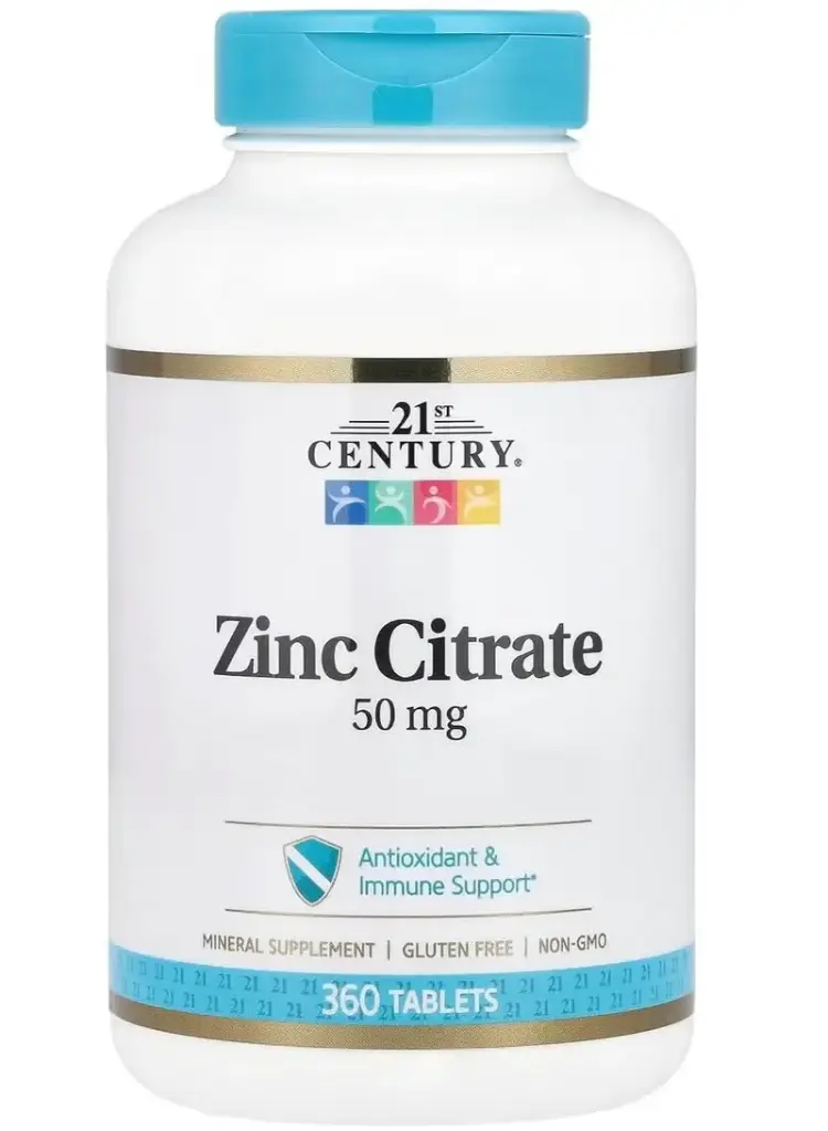 سترات الزنك (50  ملجم) مكمل غذائي من المعادن يعمل كمضاد للأكسدة ويدعم جهاز المناعة 360  قرصًا 