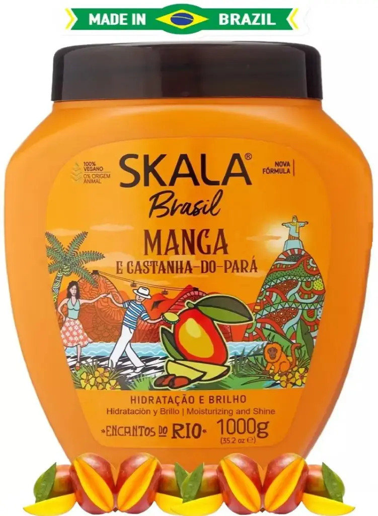 كريم معالجة الشعر (2  في 1 ) بخلاصة المانجا وزبدة الشيا والجوز البرازيلي للترطيب العميق والتغذية الفائقة مثالي للشعر الناعم والمجعد والزيتي والضعيف والتالف من سكالا اكسبرت ١٠٠٠  جرام